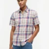 Chemise à carreaux en lin mélangé, coupe classique