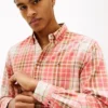 Chemise à carreaux en lin mélangé, coupe classique