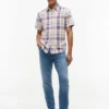 Chemise à carreaux en lin mélangé, coupe classique