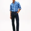 Chemise à carreaux en lin mélangé, coupe classique