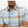 Chemise à carreaux en lin mélangé, coupe classique