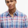 Chemise à carreaux en lin mélangé, coupe classique