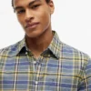Chemise à carreaux en lin mélangé, coupe classique