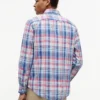 Chemise à carreaux en lin mélangé, coupe classique