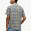 Chemise à carreaux en lin mélangé, coupe classique