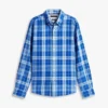 Chemise à carreaux en lin mélangé, coupe classique