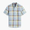 Chemise à carreaux en lin mélangé, coupe classique