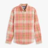 Chemise à carreaux en lin mélangé, coupe classique