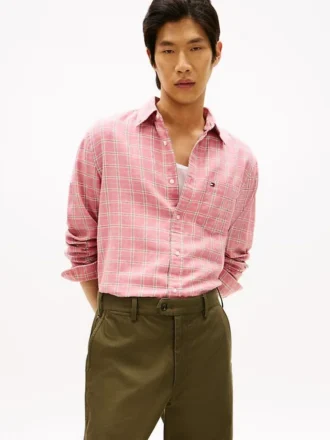 Chemise à carreaux en sergé brossé, coupe classique