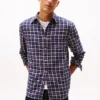 Chemise à carreaux en sergé brossé, coupe classique
