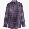 Chemise à carreaux en sergé brossé, coupe classique