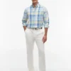 Chemise à carreaux Madras en lin mélangé, coupe classique
