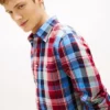 Chemise à carreaux Madras en lin mélangé, coupe classique