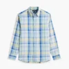 Chemise à carreaux Madras en lin mélangé, coupe classique