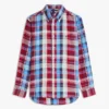 Chemise à carreaux Madras en lin mélangé, coupe classique