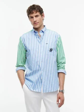 Chemise Classic Fit à rayures mélangées et toucher papier