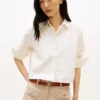 Chemise courte en popeline ornée Chemise courte en popeline ornée