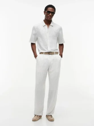 Chemise décontractée en lin mélangé New York Label