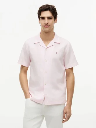 Chemise de camp en coton et lin, coupe classique