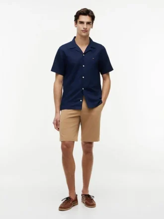 Chemise de camp en coton et lin, coupe classique