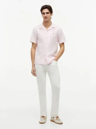 Chemise de camp en coton et lin, coupe classique