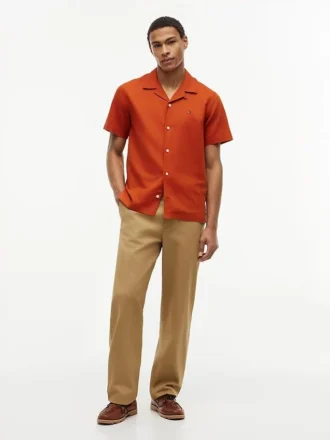 Chemise de camp en coton et lin, coupe classique