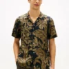 Chemise de camp en lin à imprimé tropical