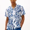 Chemise de camp en lin à imprimé tropical