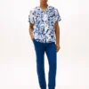 Chemise de camp en lin à imprimé tropical