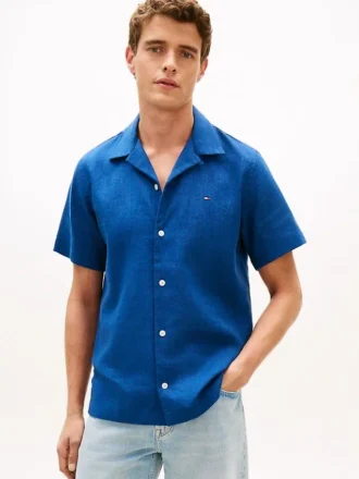 Chemise de camp en lin mélangé, coupe classique