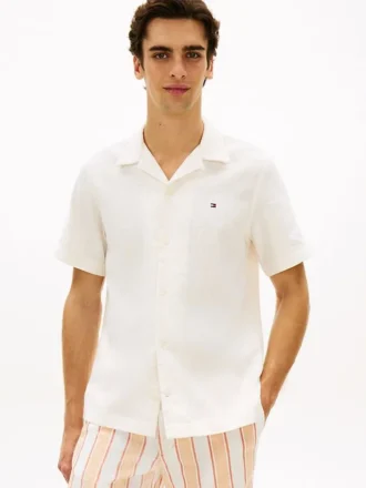 Chemise de camp en lin mélangé, coupe classique
