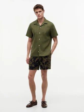 Chemise de camp en lin mélangé, coupe classique