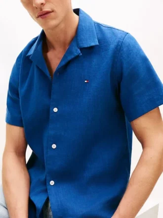 Chemise de camp en lin mélangé, coupe classique