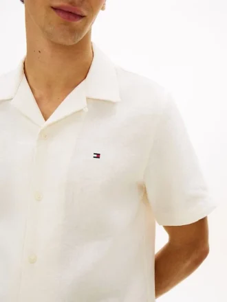 Chemise de camp en lin mélangé, coupe classique