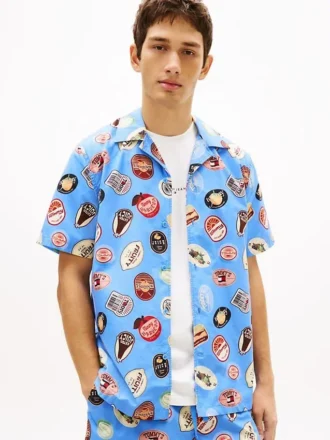 Chemise de camp en popeline imprimée Tommy Jeans