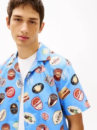 Chemise de camp en popeline imprimée Tommy Jeans