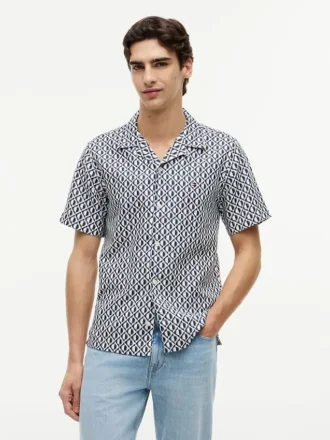 Chemise de camp à imprimé solaire, coupe classique