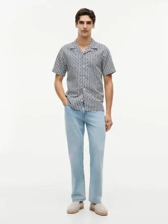 Chemise de camp à imprimé solaire, coupe classique