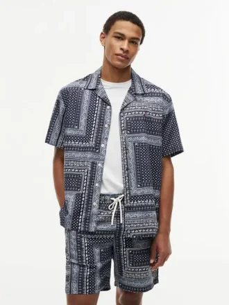 Chemise de camp patchwork bandana coupe classique