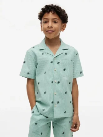 Chemise de camp rayée avec logo monogramme pour enfant