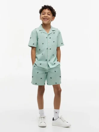 Chemise de camp rayée avec logo monogramme pour enfant
