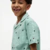 Chemise de camp rayée avec logo monogramme pour enfant Chemise de camp rayée avec logo monogramme pour enfant