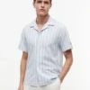 Chemise de camp rayée en mélange coton-lin Chemise de camp rayée en mélange coton-lin