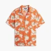 Chemise de camping à coupe classique en lin mélangé à imprimé floral Chemise de camping à coupe classique en lin mélangé à imprimé floral