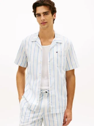 Chemise de camping à rayures en dobby, coupe classique