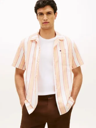 Chemise de camping à rayures en dobby, coupe classique