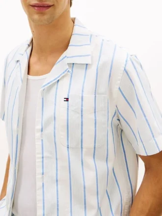 Chemise de camping à rayures en dobby, coupe classique