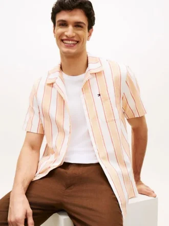 Chemise de camping à rayures en dobby, coupe classique