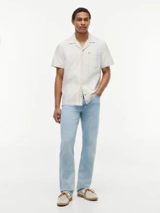 Chemise de camping à rayures en dobby, coupe classique