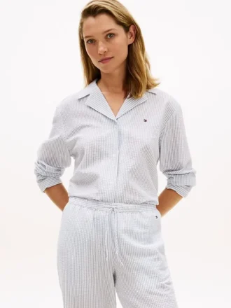 Chemise de nuit en seersucker rayé